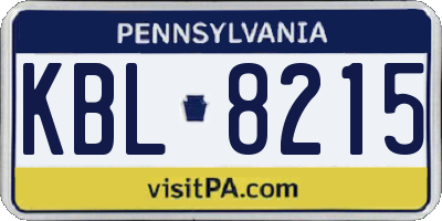 PA license plate KBL8215