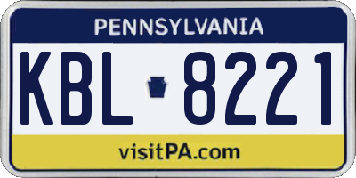PA license plate KBL8221