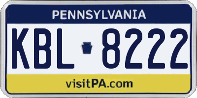 PA license plate KBL8222