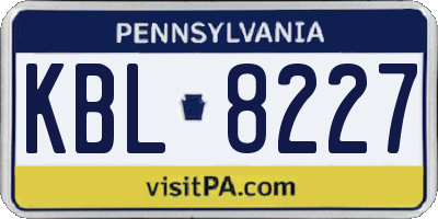 PA license plate KBL8227