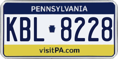 PA license plate KBL8228