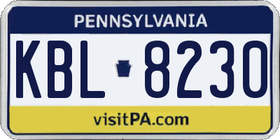 PA license plate KBL8230
