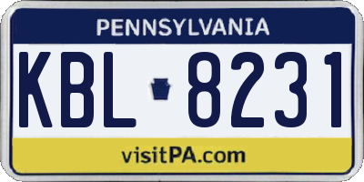 PA license plate KBL8231