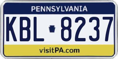 PA license plate KBL8237