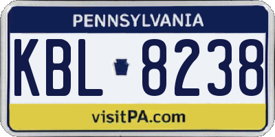 PA license plate KBL8238