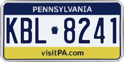 PA license plate KBL8241