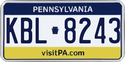 PA license plate KBL8243