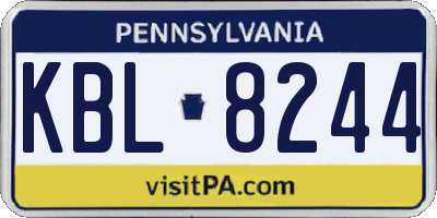 PA license plate KBL8244