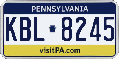 PA license plate KBL8245