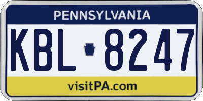 PA license plate KBL8247