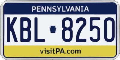 PA license plate KBL8250