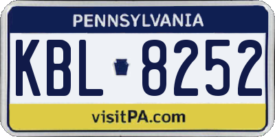 PA license plate KBL8252