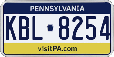 PA license plate KBL8254