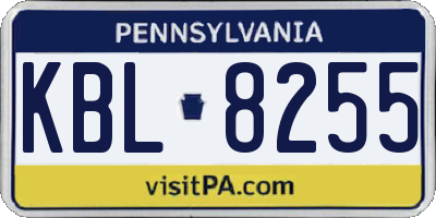PA license plate KBL8255