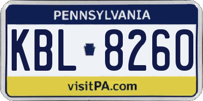 PA license plate KBL8260
