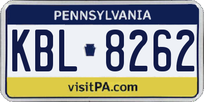 PA license plate KBL8262