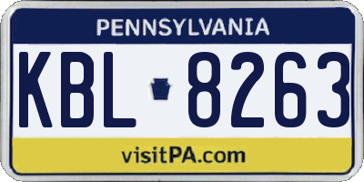 PA license plate KBL8263