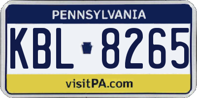 PA license plate KBL8265