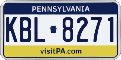 PA license plate KBL8271