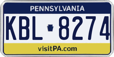 PA license plate KBL8274