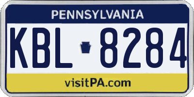 PA license plate KBL8284