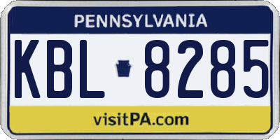 PA license plate KBL8285