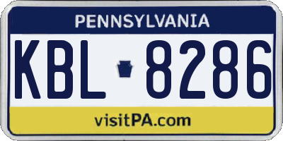 PA license plate KBL8286