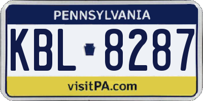 PA license plate KBL8287