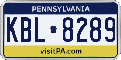 PA license plate KBL8289
