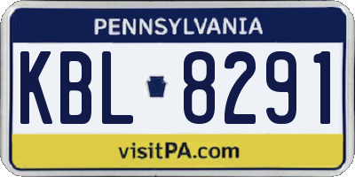 PA license plate KBL8291
