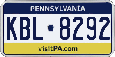PA license plate KBL8292