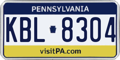 PA license plate KBL8304