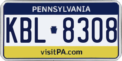 PA license plate KBL8308