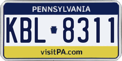 PA license plate KBL8311