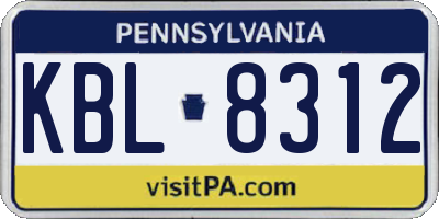 PA license plate KBL8312