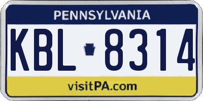 PA license plate KBL8314