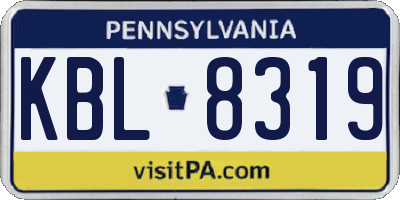 PA license plate KBL8319
