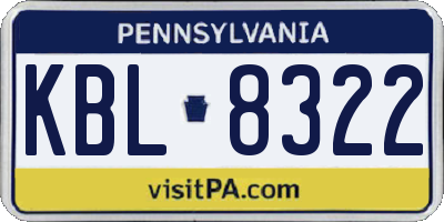 PA license plate KBL8322
