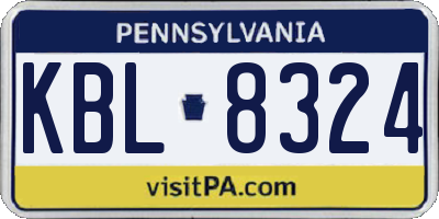 PA license plate KBL8324