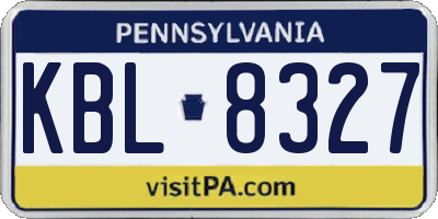 PA license plate KBL8327