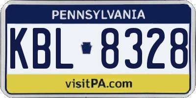PA license plate KBL8328
