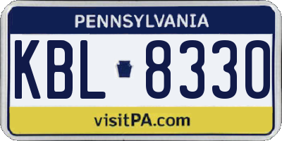 PA license plate KBL8330