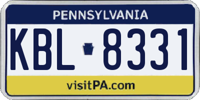 PA license plate KBL8331