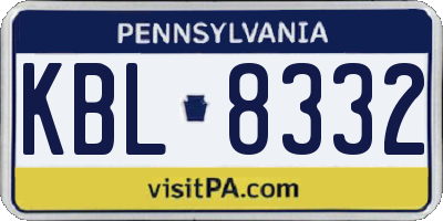 PA license plate KBL8332