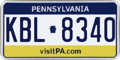 PA license plate KBL8340