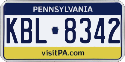 PA license plate KBL8342