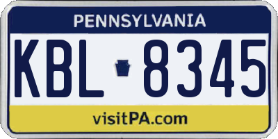PA license plate KBL8345