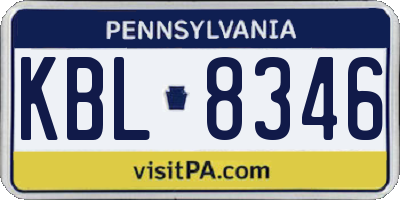 PA license plate KBL8346