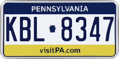 PA license plate KBL8347