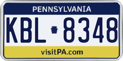 PA license plate KBL8348
